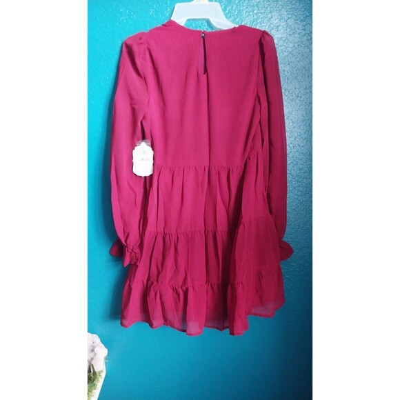 New Altar'd State Long Sleeve Lined Dress Sz XS Burgundy - Picture 2 of 9